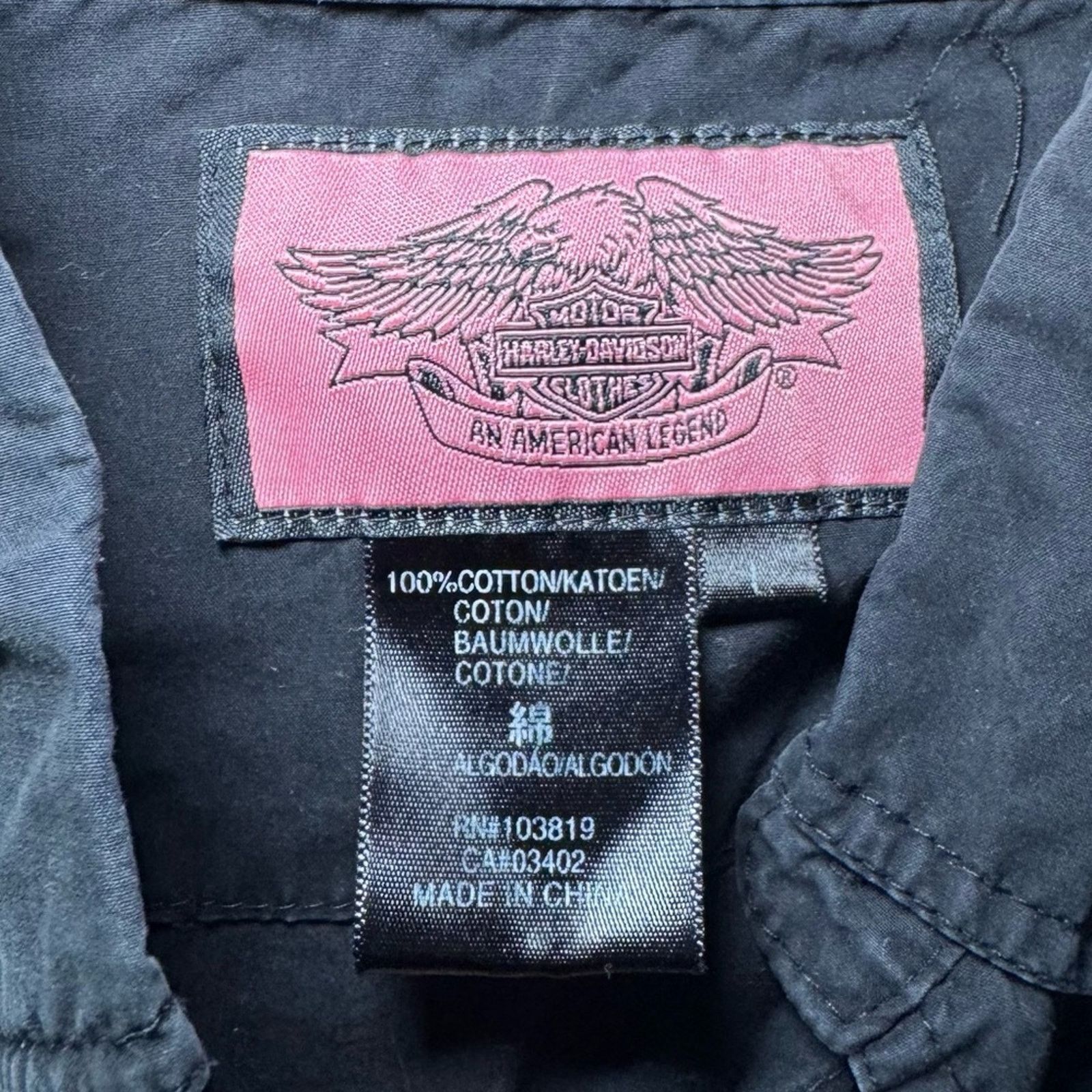 Harley Davidson Vintage Harley-Davidson Button Down Shirt Black Pink Logo Size US L / EU 52-54 / 3 - 6 Thumbnail