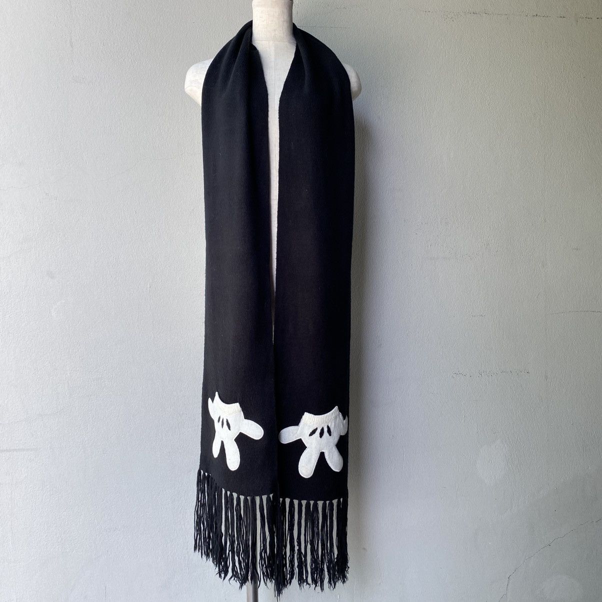 Disney Disney Black Scarf with White Glove Motif and Fringe Size ONE SIZE - 14 Thumbnail