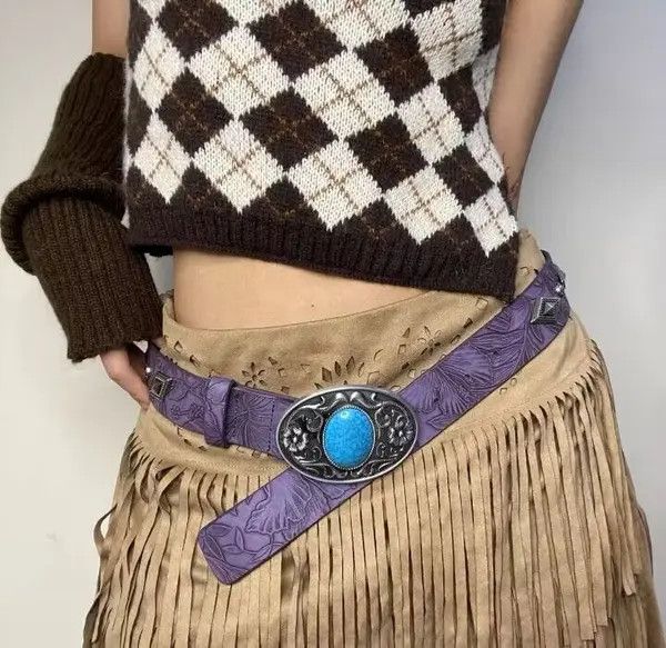 Designer × Japanese Brand × Vintage Retro carved rivet versatile belt Size ONE SIZE - 1 Thumbnail