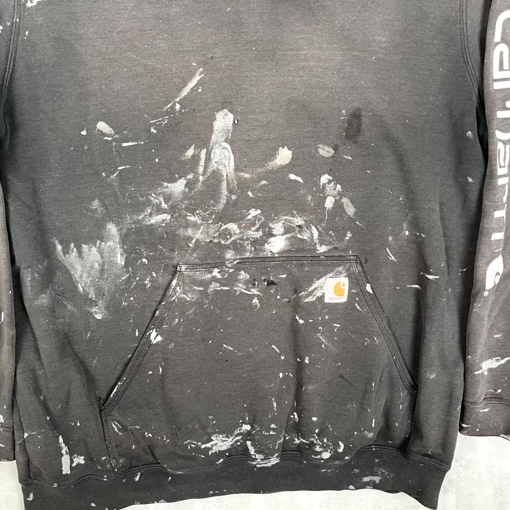 Carhartt Carhartt Hoodie Sweatshirt Mens XL Tall Original Fit Arm Spell Out Paint Thrash Size US XL / EU 56 / 4 - 3 Thumbnail