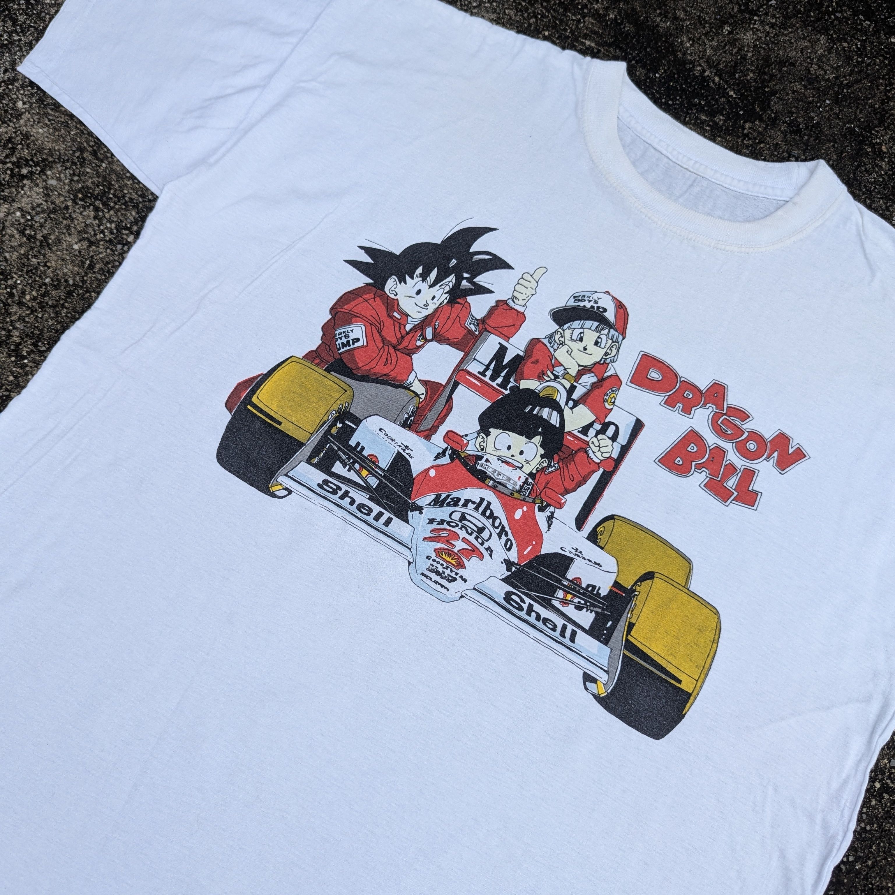 Anime Rare Vintage 90s Dragon Ball Formula 1 Marlboro T-Shirt Size US XL / EU 56 / 4 - 2 Thumbnail