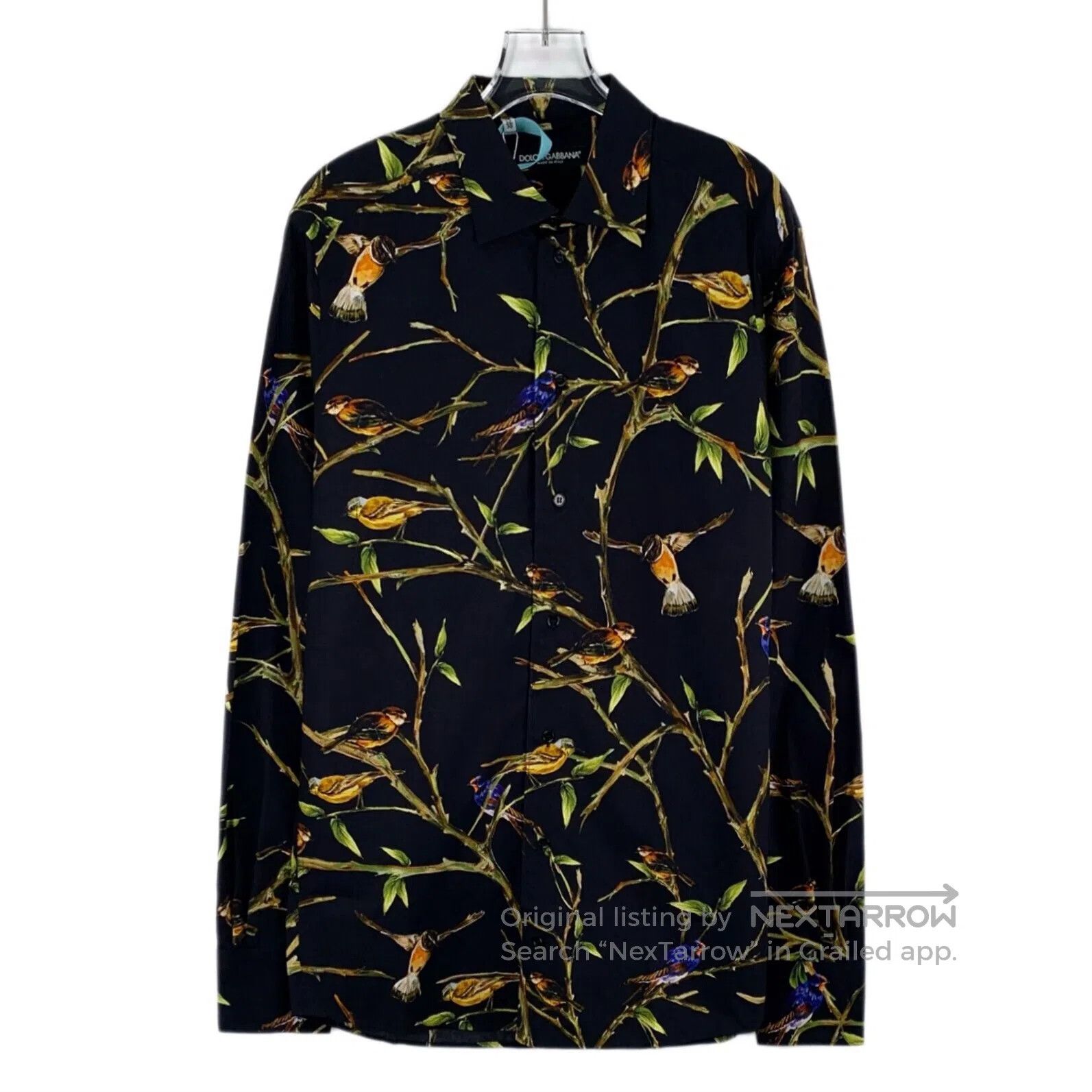 Dolce & Gabbana Dolce Gabbana size 37 Black Floral Bird Print Cotton Colla Size US M / EU 48-50 / 2 - 1 Thumbnail