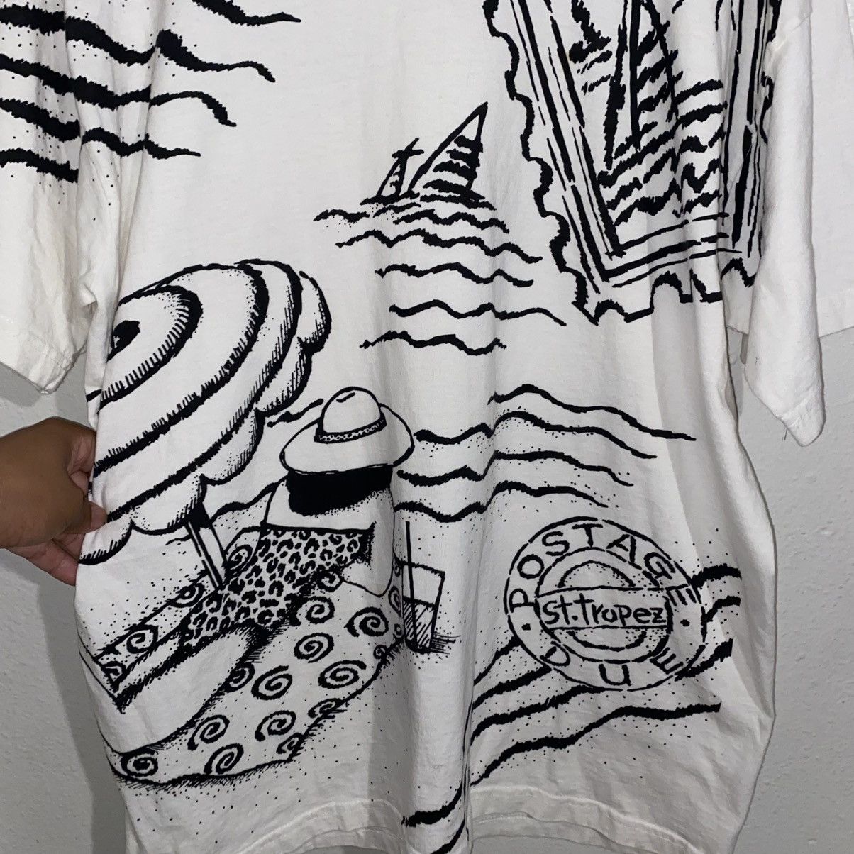 Other EZE St. Tropez Vintage Graphic Tee White Black Cotton Men's Size US M / EU 48-50 / 2 - 2 Thumbnail