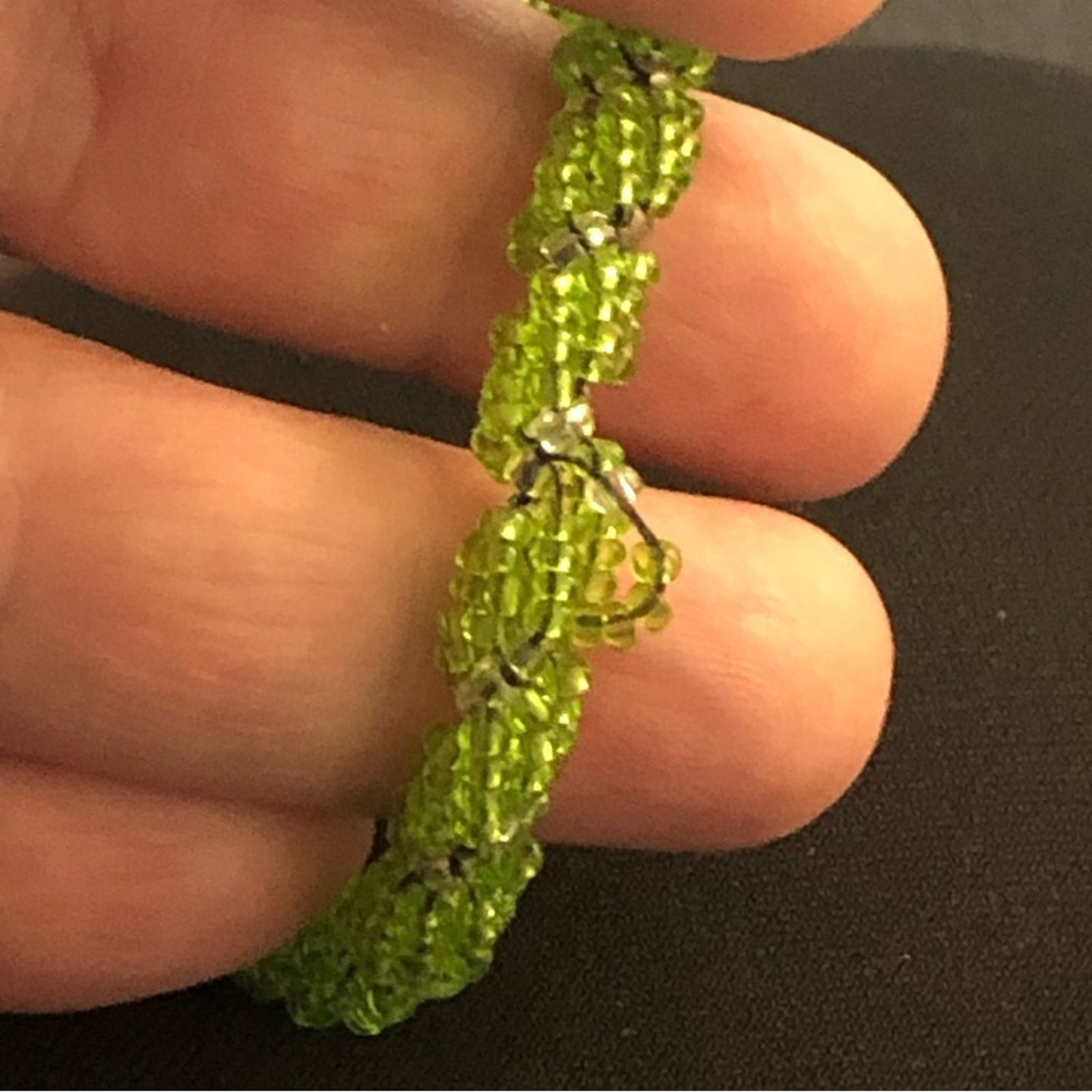 Handmade Handmade braided green seed bead necklace and bracelet set Size ONE SIZE - 11 Thumbnail