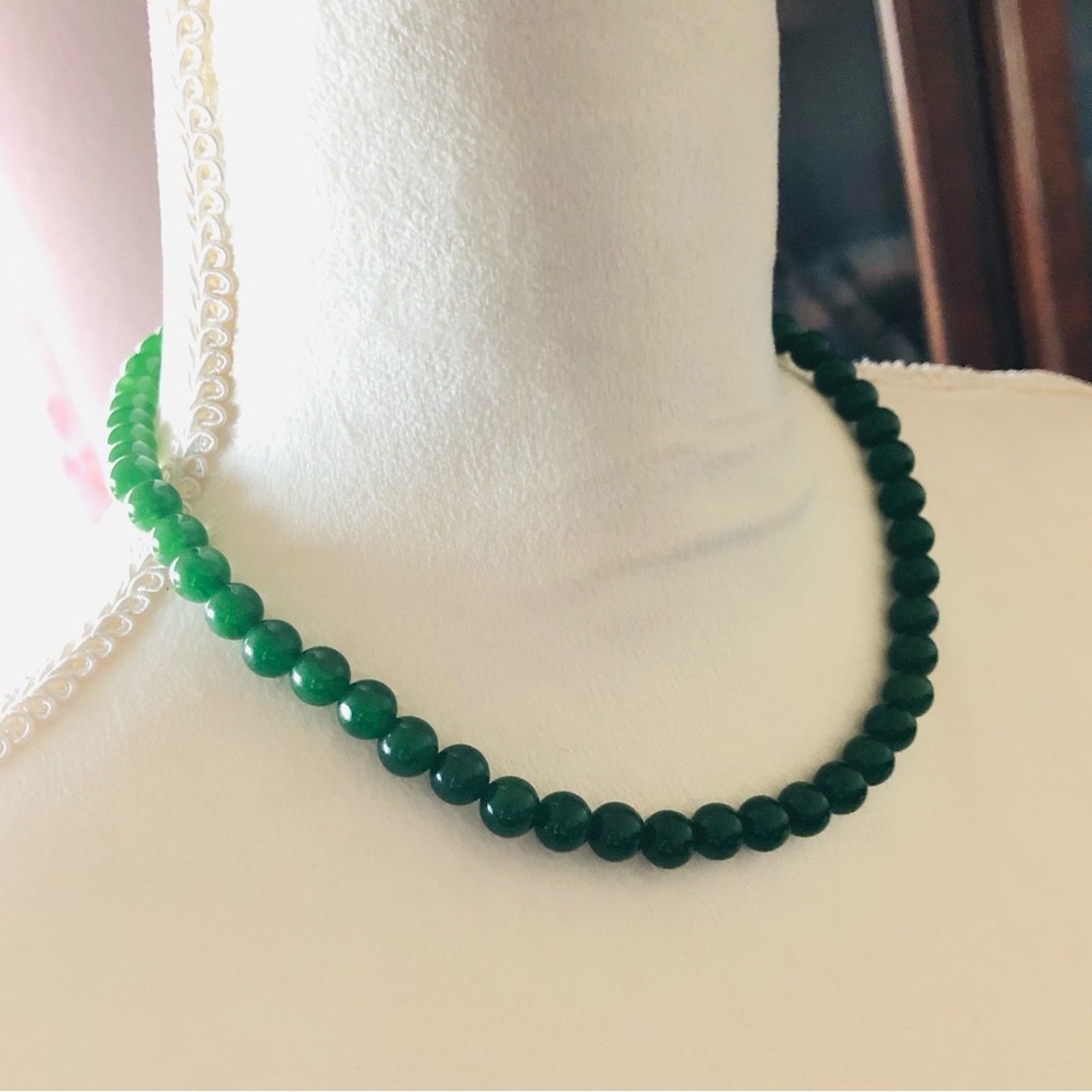 Jewelry Genuine nephrite jade 8mm round bead necklace Size ONE SIZE - 3 Thumbnail