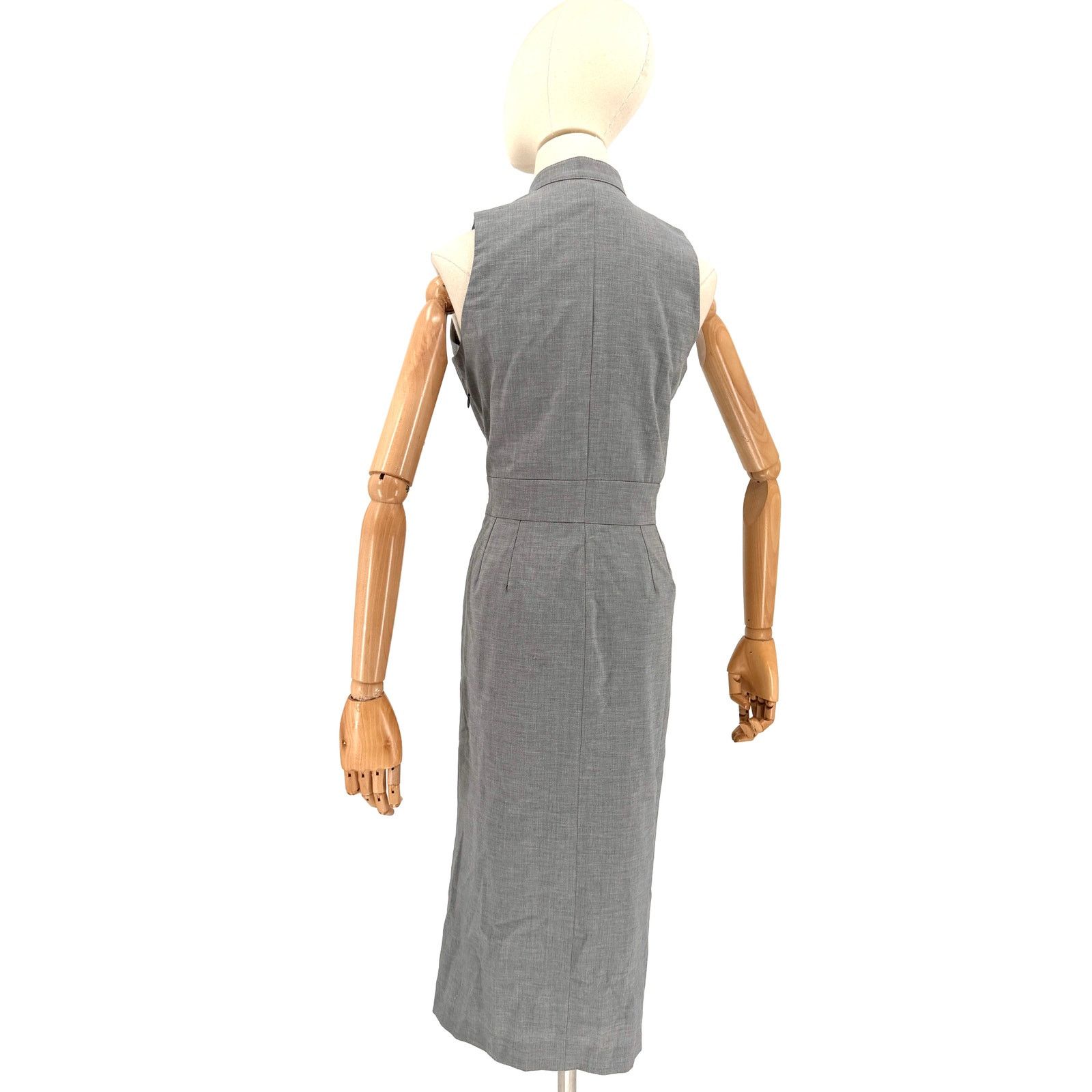 Burberry Vintage Y2K Gray Minimalist Pleated Sleeveless Pencil Dress Size M / US 6-8 / IT 42-44 - 6 Thumbnail