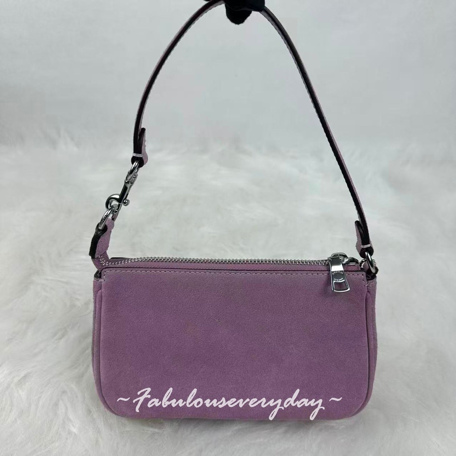 Coach Coach Nolita 19 Shoulder Wristlet Suede/Silver/Light Violet Size ONE SIZE - 4 Thumbnail