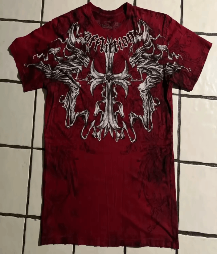 Japanese Brand 2 Y2K Red Affliction Cross Logo T Shirt Size US M / EU 48-50 / 2 - 5 Thumbnail