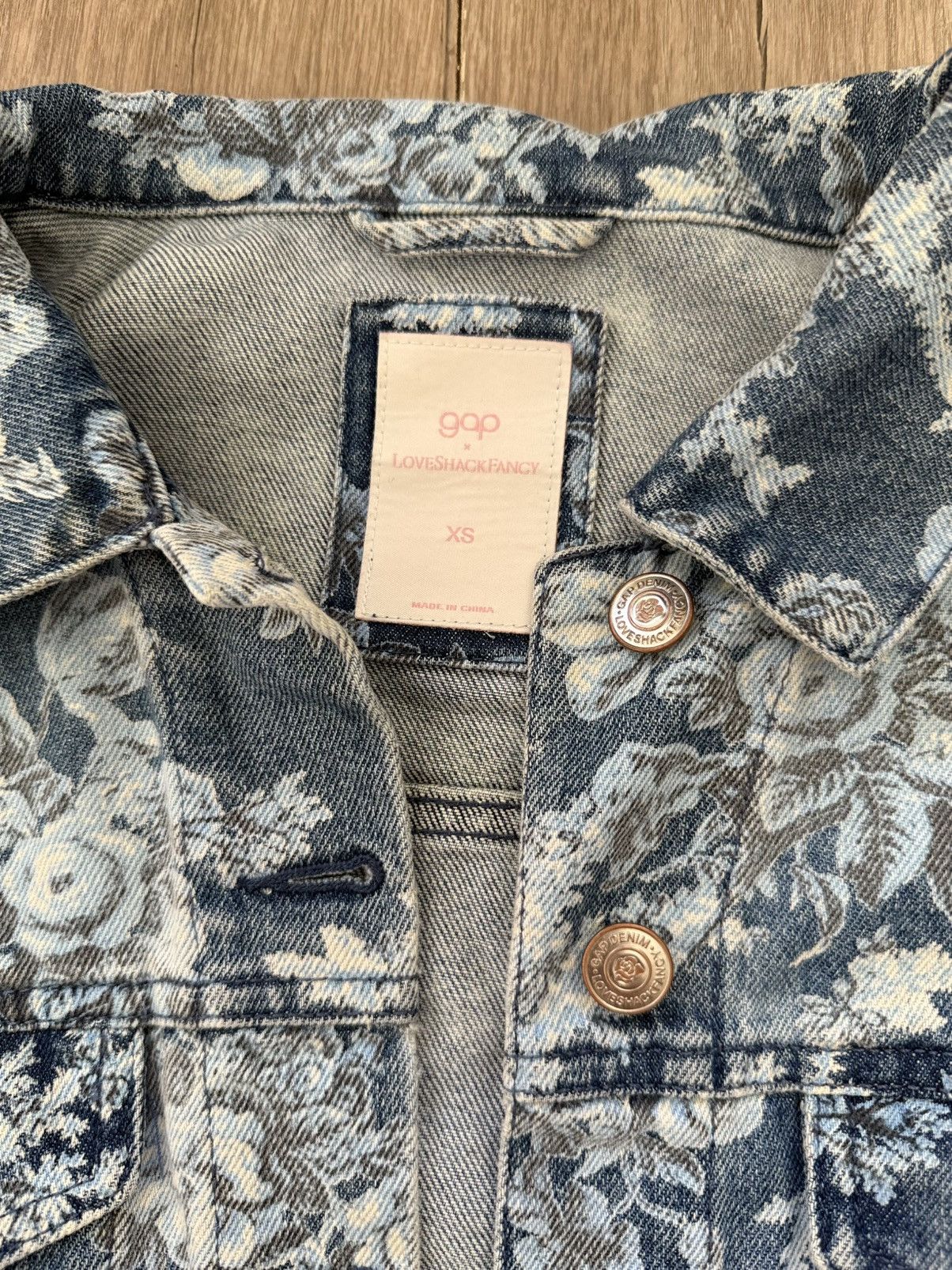 LoveShackFancy GAP Denim Floral Jacket SIZE XS Size XS / US 0-2 / IT 36-38 - 4 Thumbnail