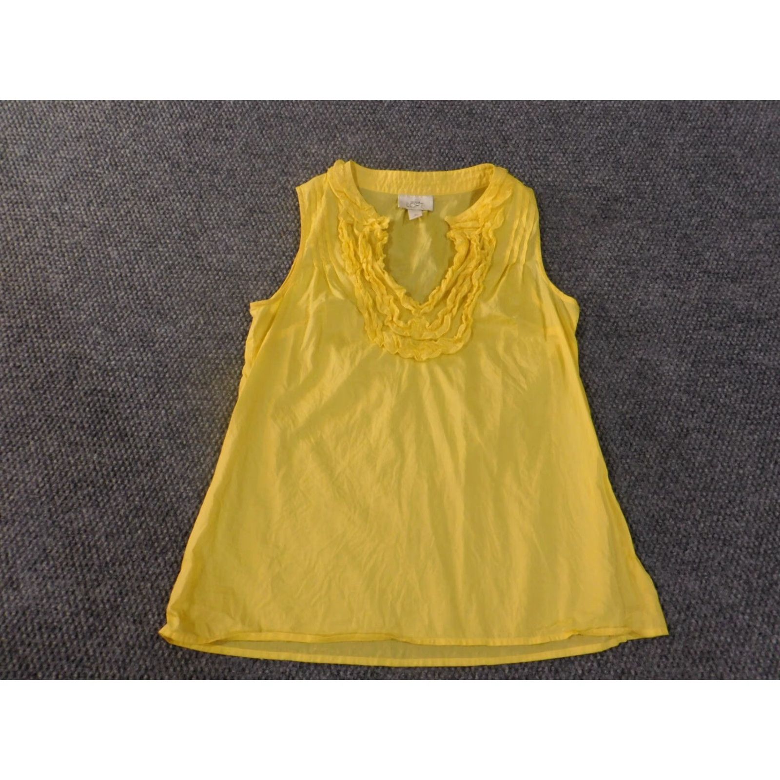 Ann Taylor Loft Ann Taylor Loft Womens Blouse Shirt V-Neck Sleeveless 100% Cotton Yellow M Casual Size M / US 6-8 / IT 42-44 - 3 Thumbnail