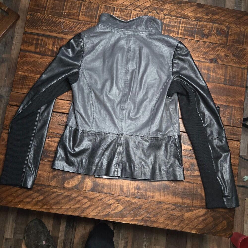 Vince Vince Lambskin Leather Jacket Colorblock Women's SZ L C2 Size L / US 10 / IT 46 - 3 Thumbnail