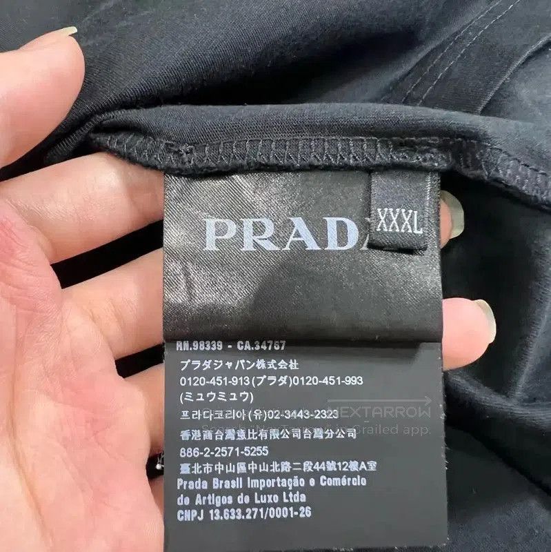 Prada Prada Black Cotton Men's T-Shirt. Size US XXL / EU 58 / 5 - 4 Thumbnail