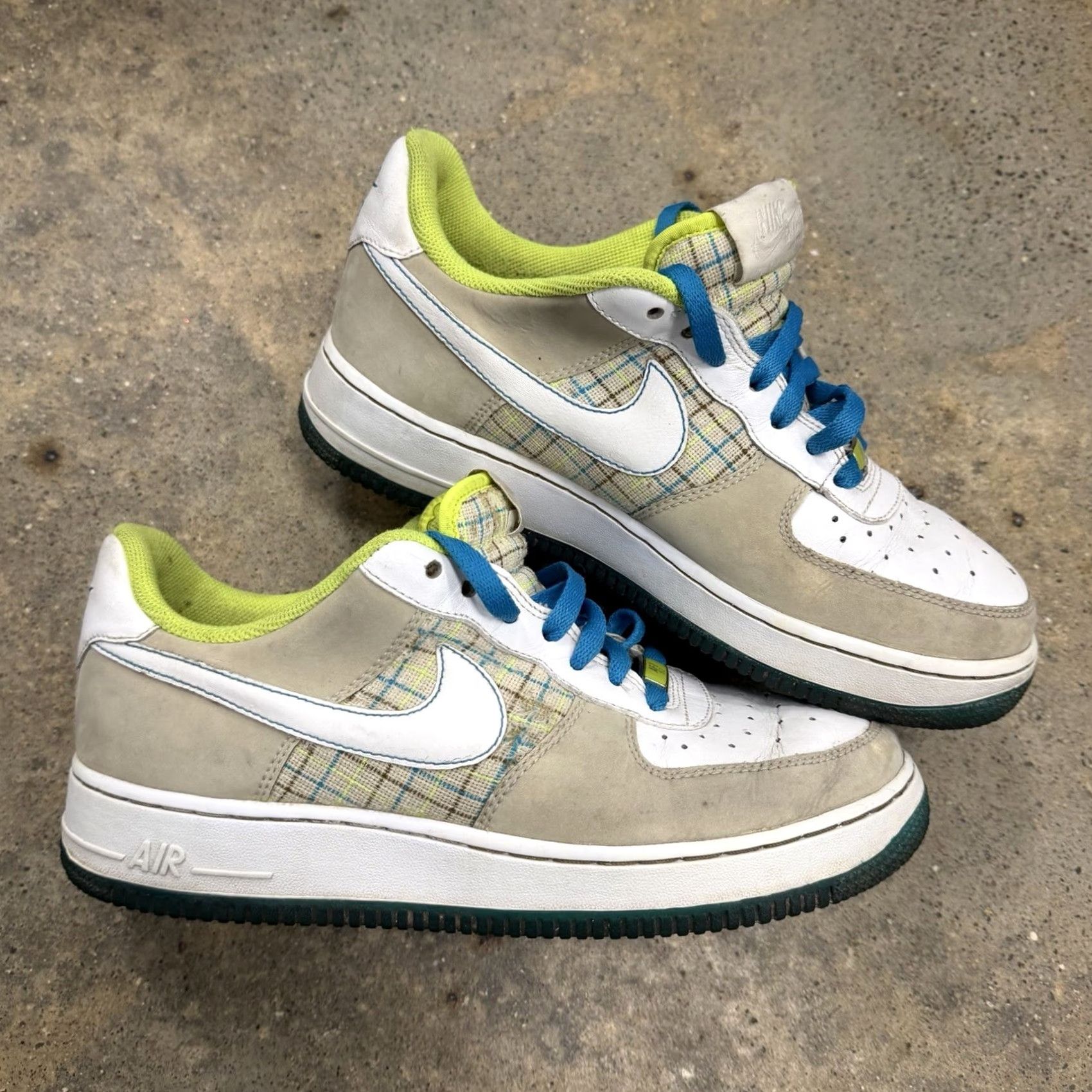 Nike VINTAGE Nike Air Force 1 Low '07 Net Plaid Volt Blue 2007 Wmns Size 9 AF1 315115-114 Sneakers Women Size US 7 / IT 37 - 2 Thumbnail