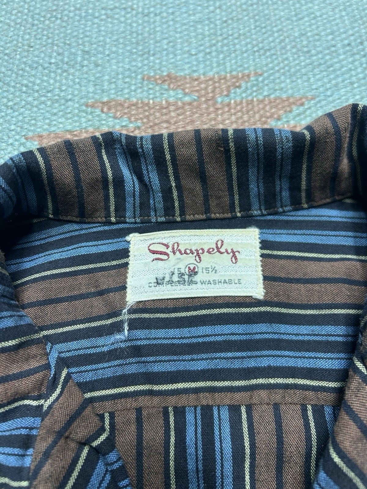 Vintage Vtg 50s button shirt rayon striped loop collar rockabilly M Size US M / EU 48-50 / 2 - 6 Thumbnail