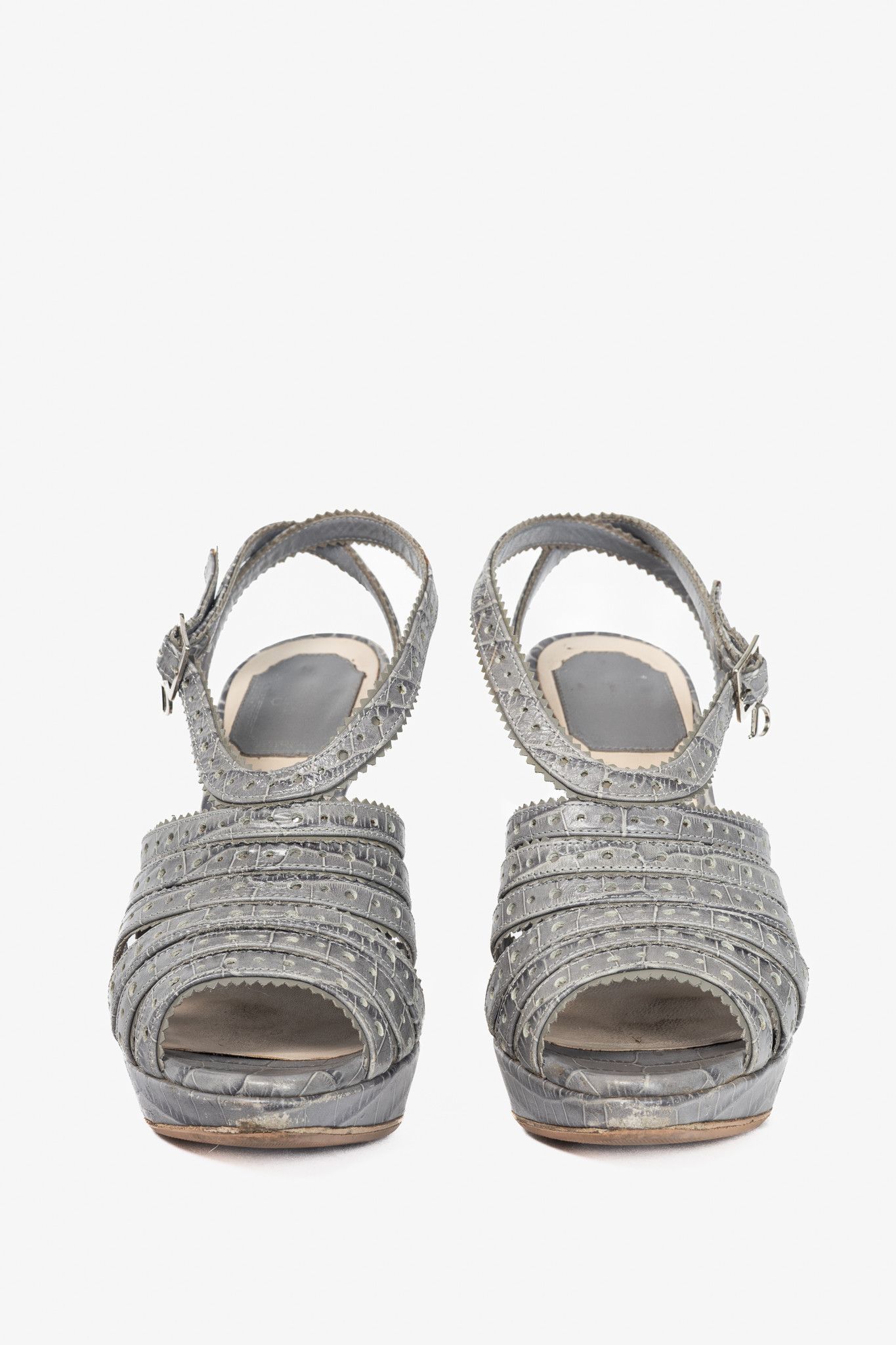 Dior Christian Dior Bonnie Snake-Embossed Perforated Sandals Size US 6 / IT 36 - 2 Thumbnail