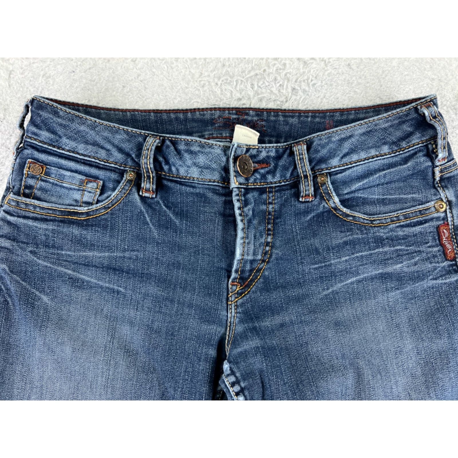 Silver Jeans Co. Silver Jeans Pants Womens 28x29 Blue Denim Toni Low Boot Cut Cotton Blend 28 Size 28" / US 6 / IT 42 - 4 Thumbnail
