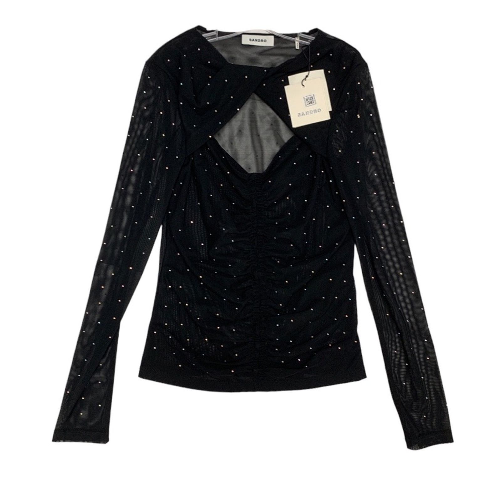 Sandro Sandro Guetta Fishnet Embellished Longsleeve Top size 1 / XS Size XS / US 0-2 / IT 36-38 - 5 Thumbnail