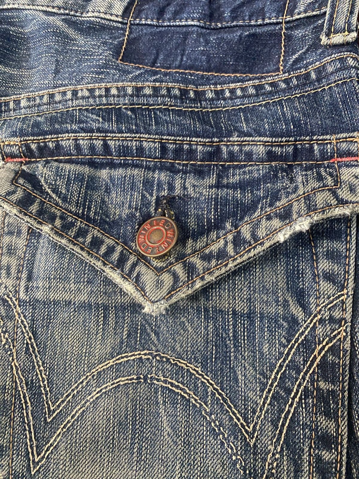 Edwin VERY RARE! EDWIN 503 FLARE mud wash stone wash distressed Size US 36 / EU 52 - 14 Thumbnail