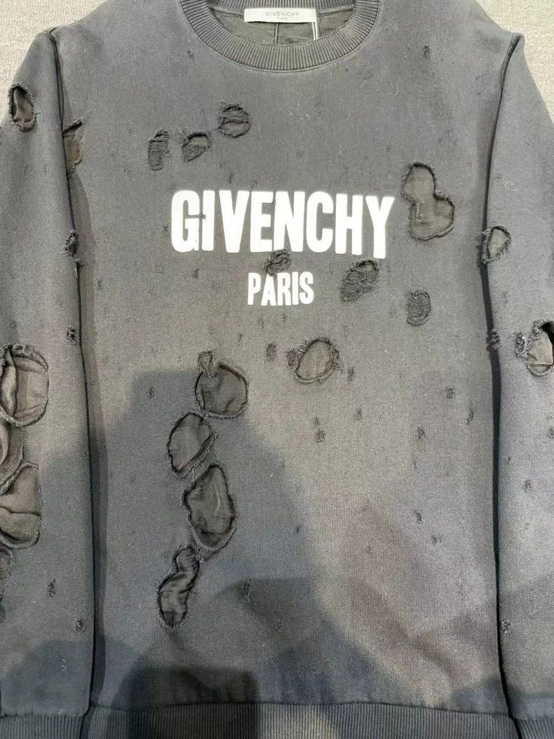 Givenchy Givenchy Black Large Hole Letter Round Neck Sweatshirt 2505 Size US S / EU 44-46 / 1 - 3 Thumbnail