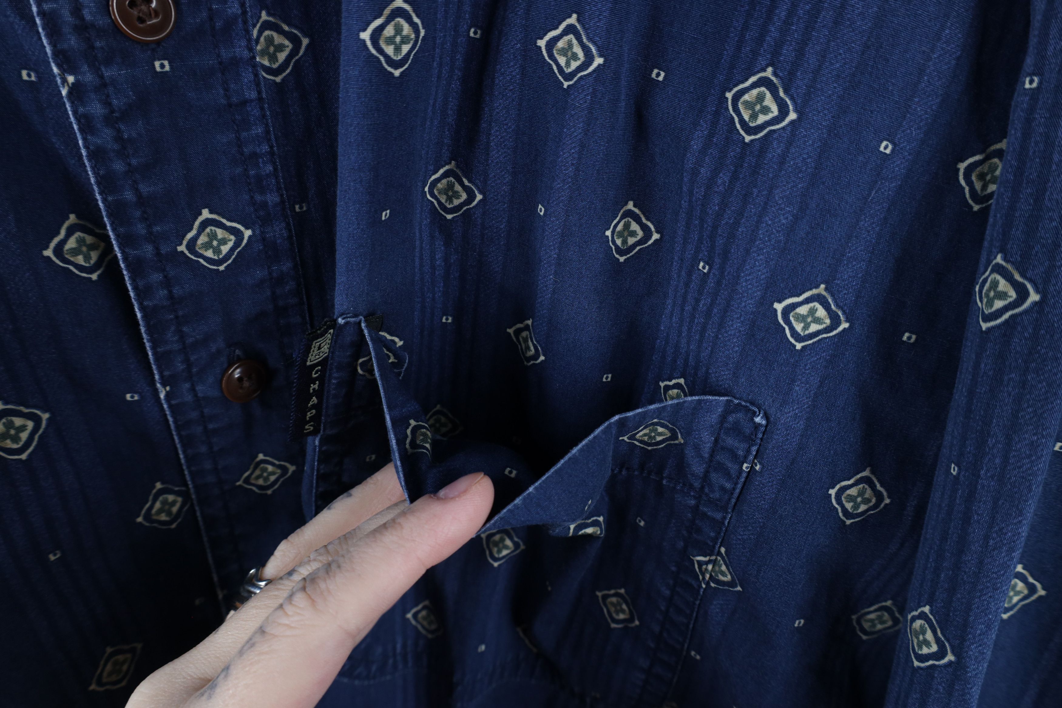 Ralph Lauren × Vintage Vintage 90s Chaps Ralph Lauren Geometric Collared Shirt Size US L / EU 52-54 / 3 - 6 Thumbnail