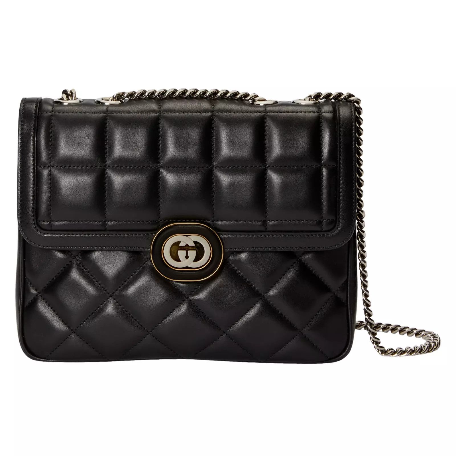 GUCCI Deco Small Black Quilted Leather Shoulder Bag NEW