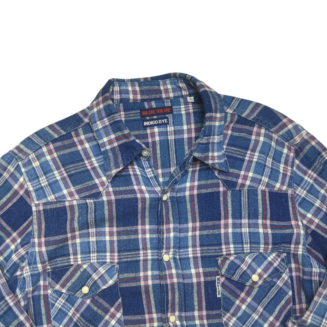 Blue Blue Japan Vintage Blue Blue Japan Indigo Dyed Western Flannel Shirt Size US L / EU 52-54 / 3 - 2 Thumbnail