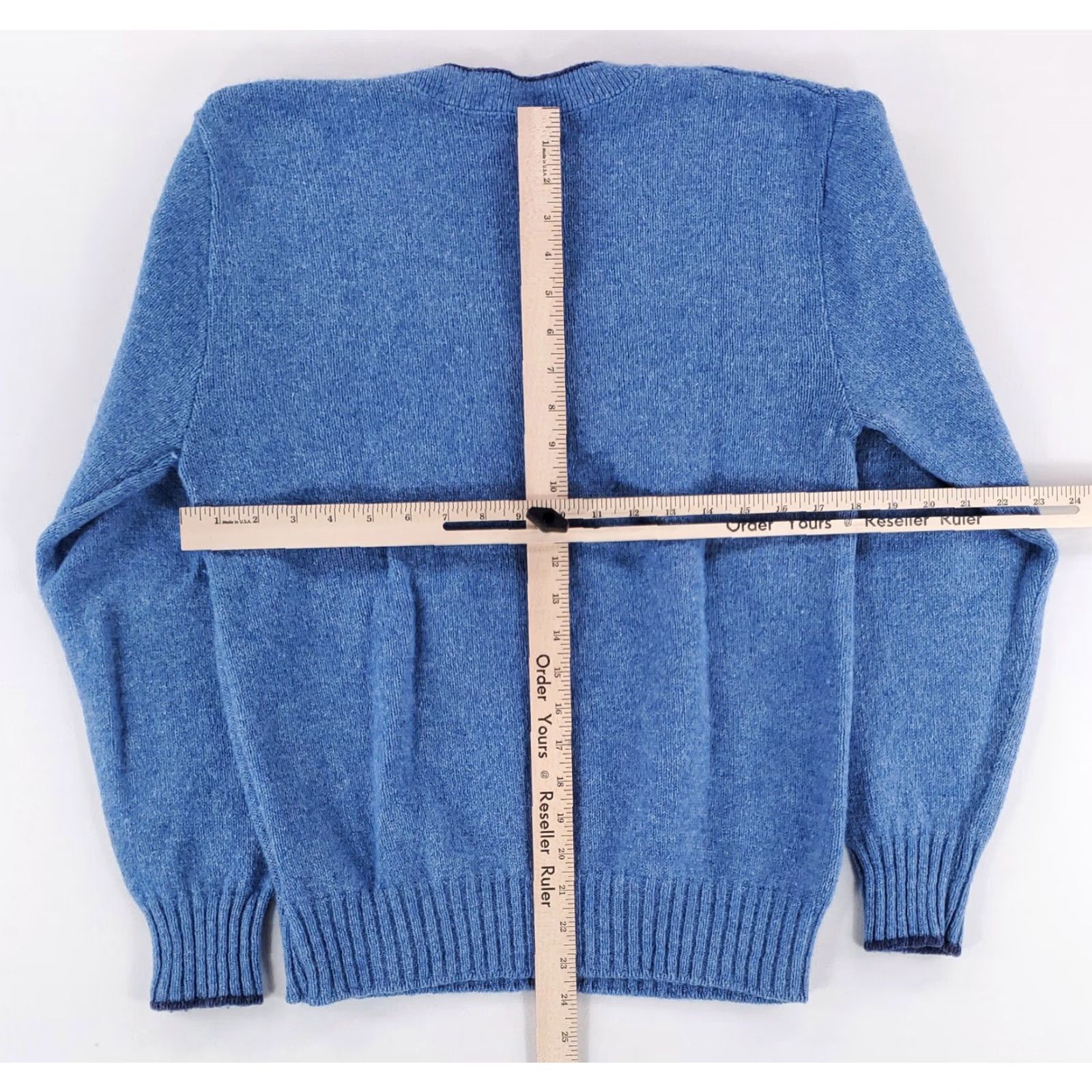 Jantzen VINTAGE Jantzen Sweater Cable-Knit V-Neck Wool Blend Blue Mens L 80s Country Squire Pullover Size US L / EU 52-54 / 3 - 5 Thumbnail