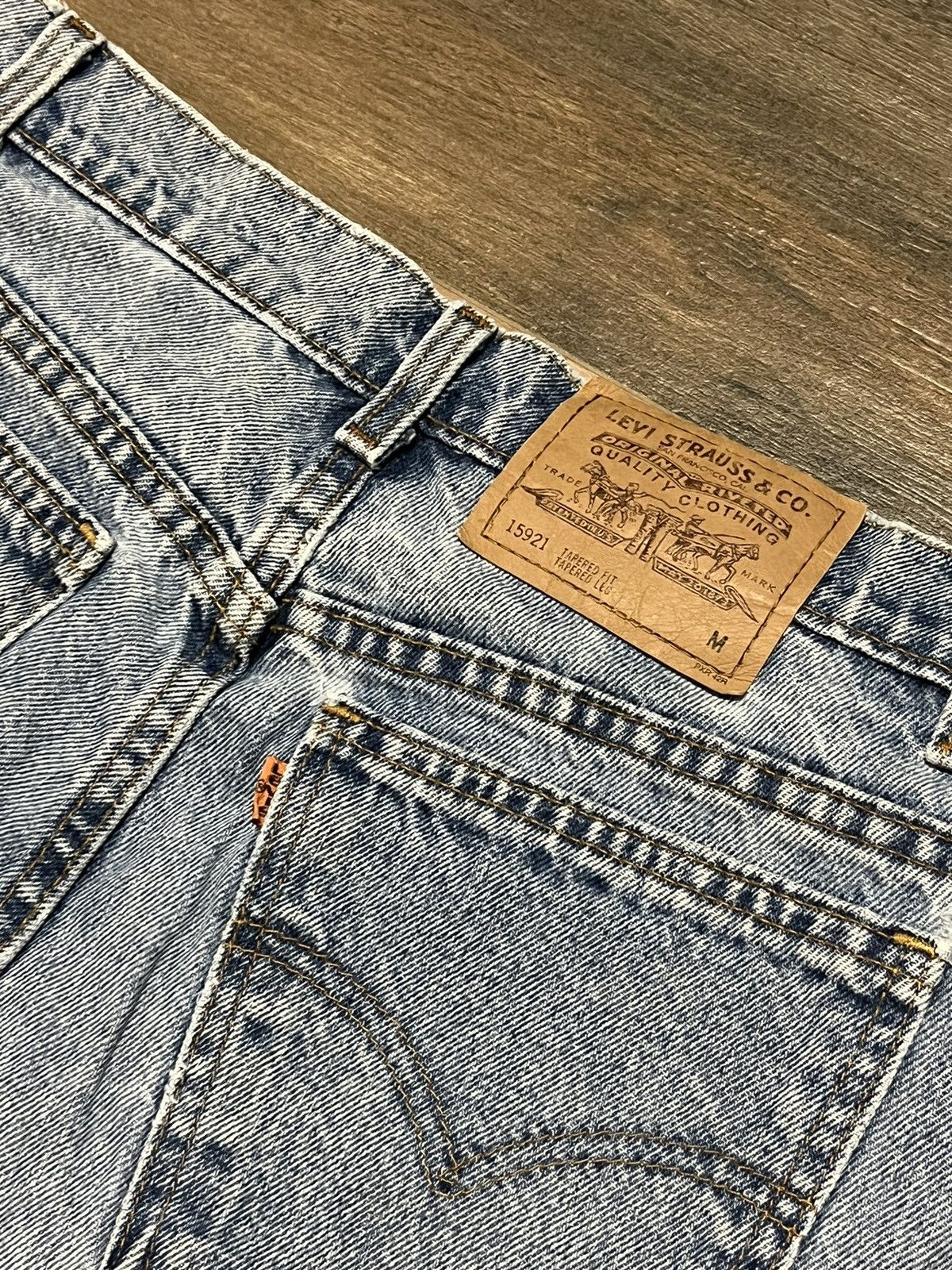 Levi's × Vintage Crazy Vintage 90s Orange Tab Levi 550 Jean Shorts Light Wash Size US 36 / EU 52 - 5 Thumbnail