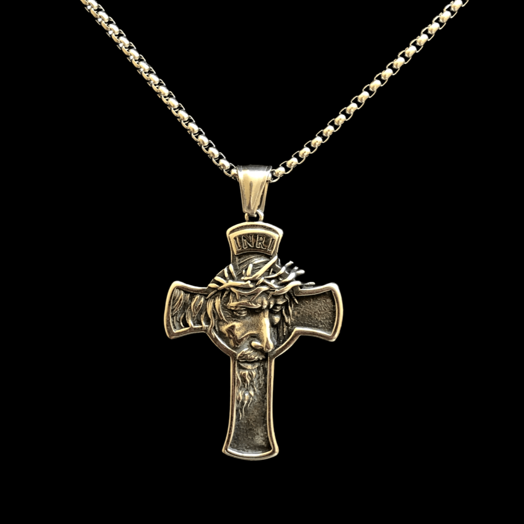 Jewelry Cross Pendant Necklace Jesus Chain in Silver, Men's