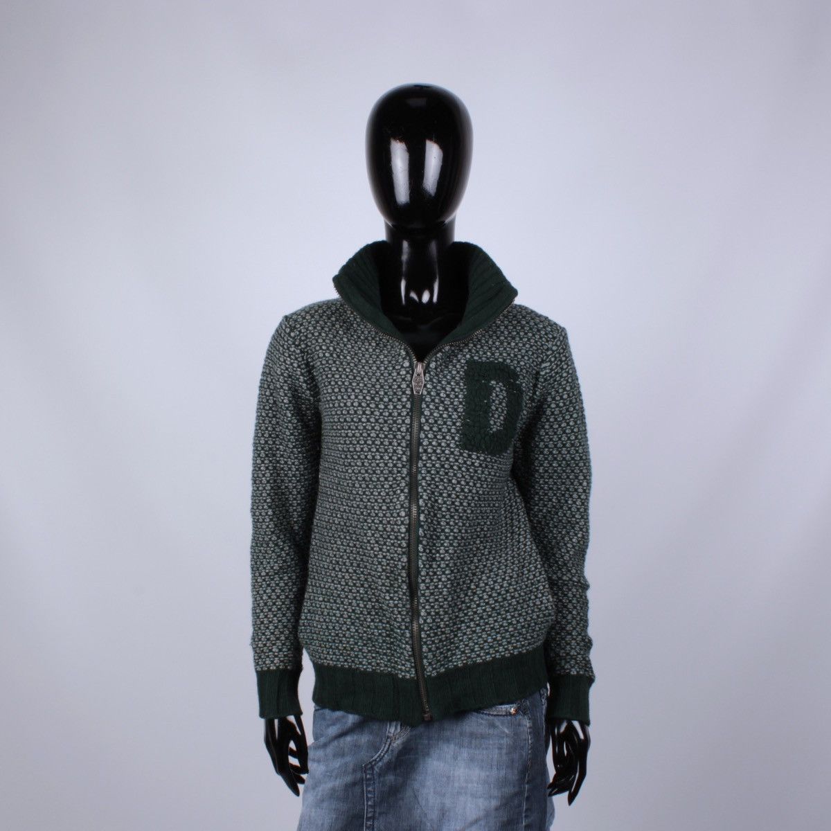 Diesel × Vintage Y2K DIESEL Vintage Cotton Knit Full Zip Big Logo Sweater Size M / US 6-8 / IT 42-44 - 3 Thumbnail