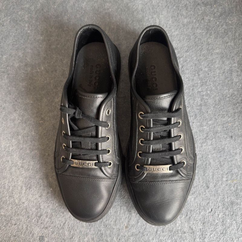 Gucci Gucci Black Leather Low-Top Sneakers Size US 8 / EU 41 - 2 Thumbnail
