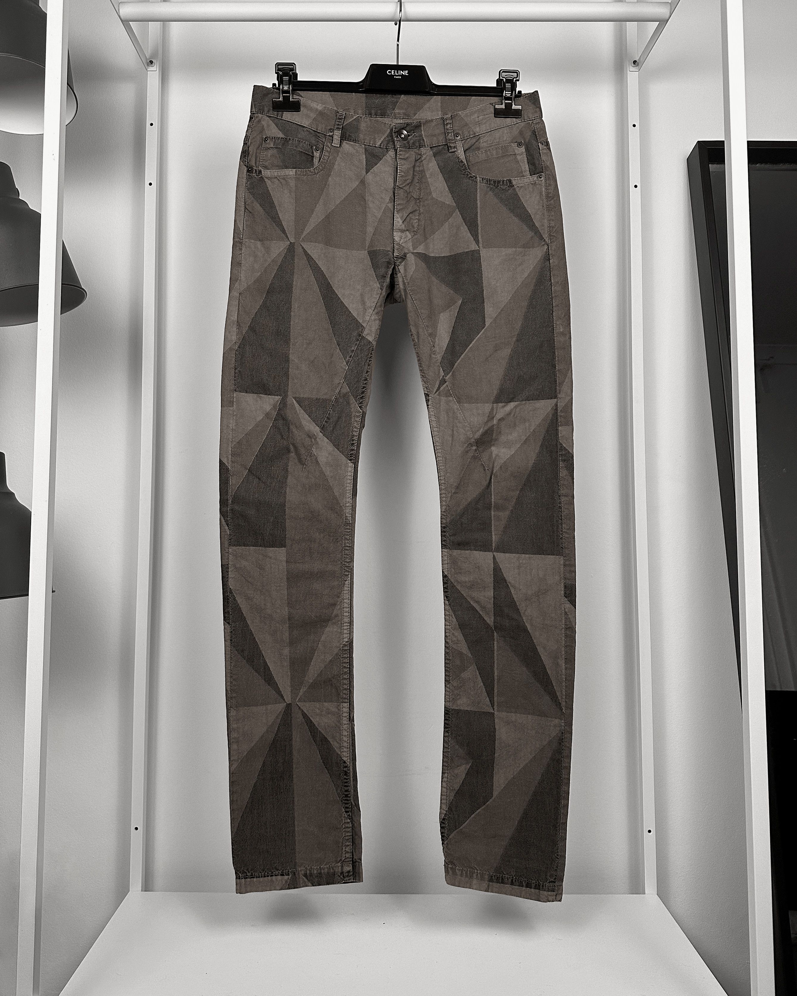 Pre-owned Rick Owens Geometric Camo Torrence Jeans In Gray