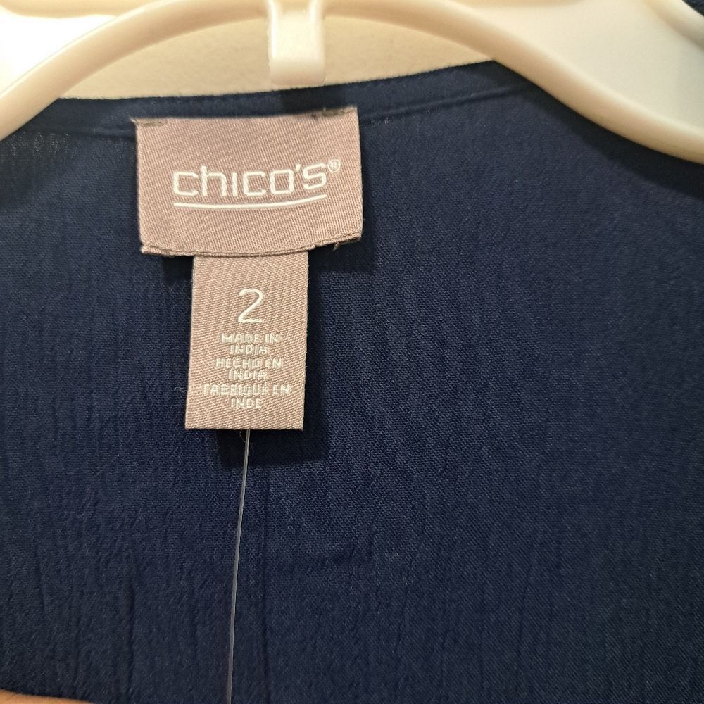 Chicos Chico's Floral Embroidery Pattern Crinkle Open Front Cardi J Size L / US 10 / IT 46 - 8 Thumbnail