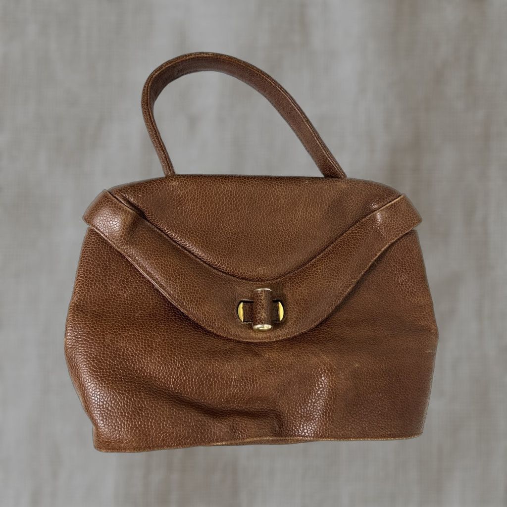 Vintage VINTAGE Susan Gail Bellido Leather Handbag Top Handle Bag Single Strap Turn Lock Brown 11x9x5 Womens Ladies Bag Accessories Size ONE SIZE - 1 Thumbnail