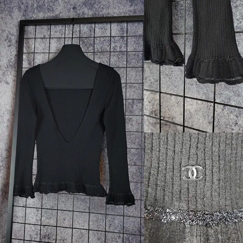 Chanel Chanel Black Cashmere Long Sleeve Top 0089 Size M / US 6-8 / IT 42-44 - 1 Thumbnail