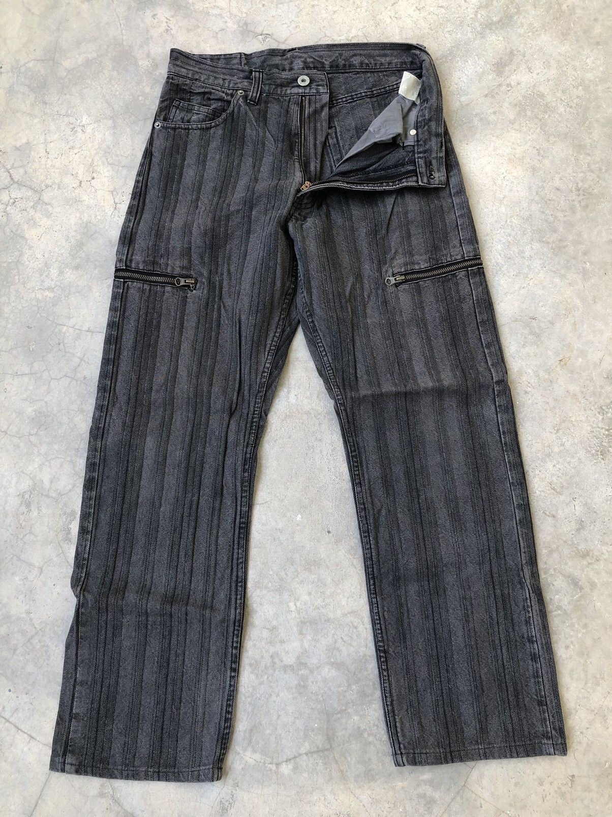 PPFM PPFM 2003 Striped Twill Cargo Double Zip Pocket Denim Size US 29 - 8 Thumbnail