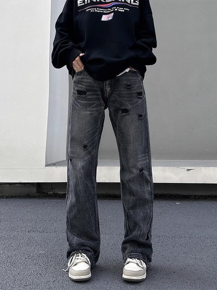 Japanese Brand Loose straight washed distressed jeans Size US 32 / EU 48 - 5 Thumbnail