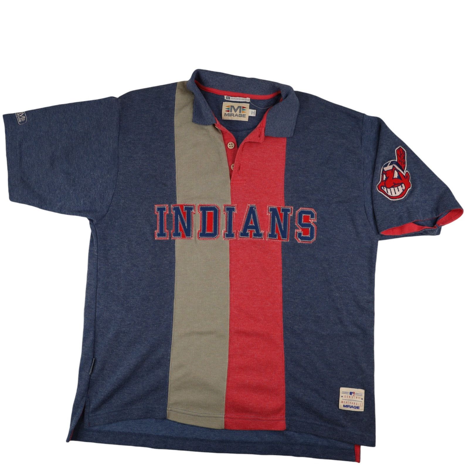 MLB × Vintage Vintage 90s MLB Mirage Cleveland Indians Spellout Polo Size US XL / EU 56 / 4 - 1 Thumbnail