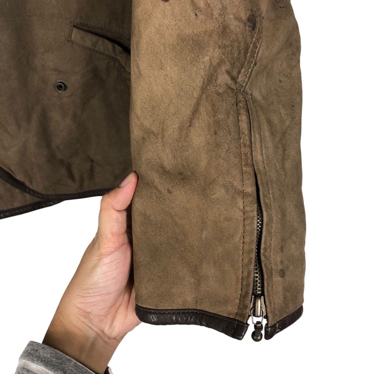 Japanese Brand 📌 Biker Leather Jacket Double Collar Shearling Issey Miyake Size US M / EU 48-50 / 2 - 16 Thumbnail