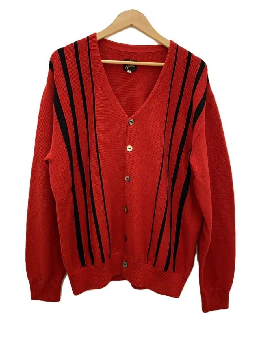 Image of Needles Striped Knit Cardigan in Red, Men's (Size Small)