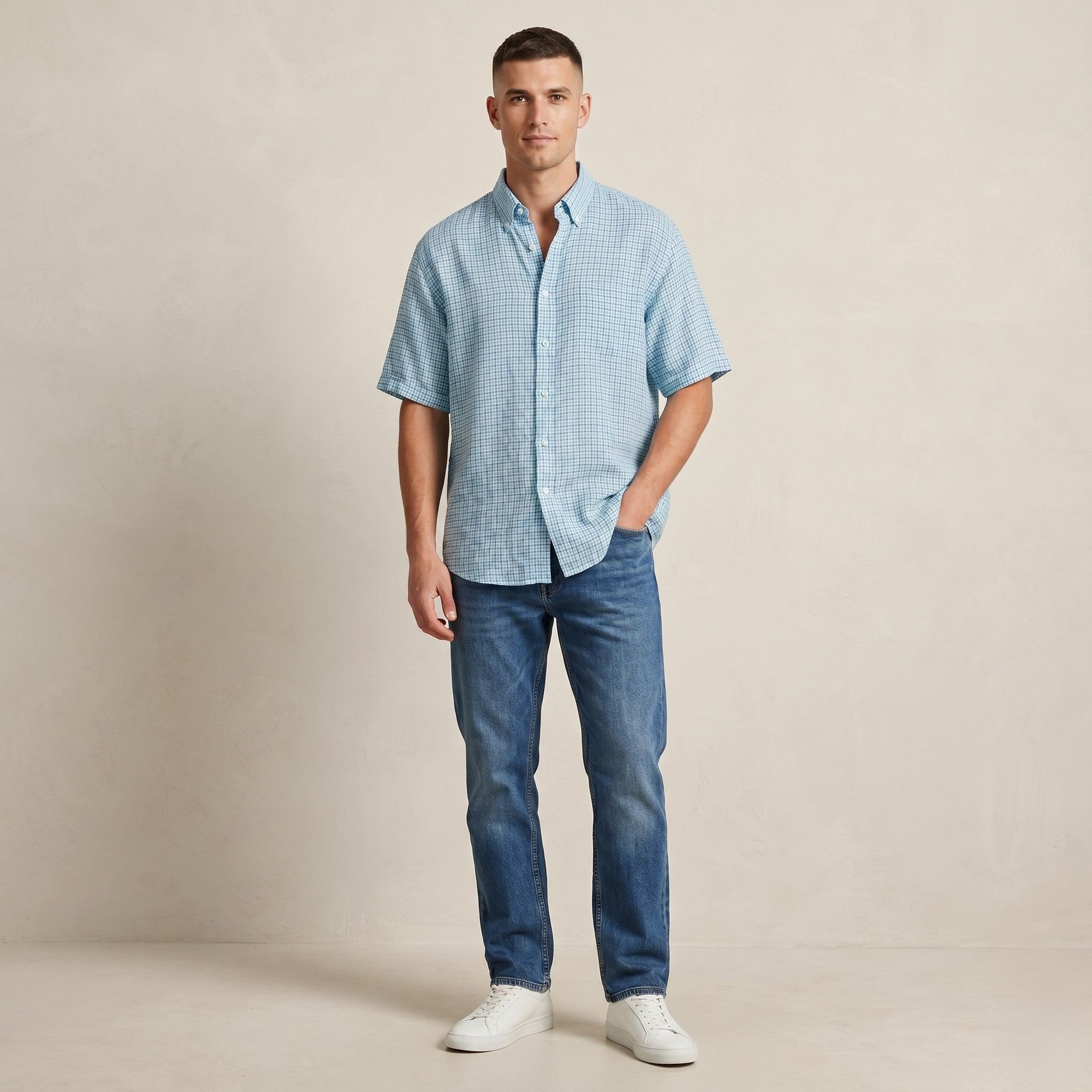 Brooks Brothers Brooks Brothers Men XL Casual Shirt Blue Linen 10518 Size US XL / EU 56 / 4 - 1 Thumbnail