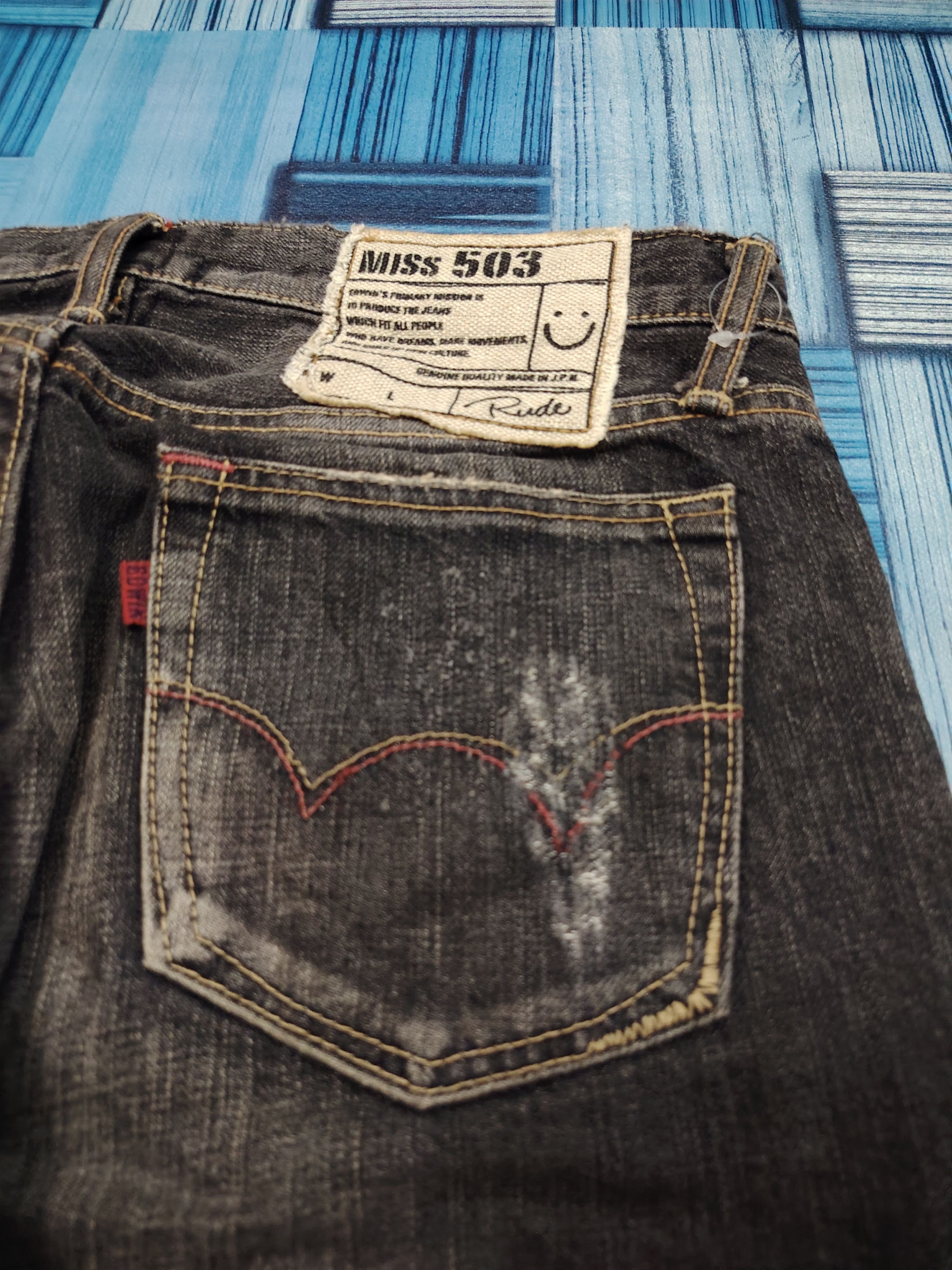 Edwin Japanese Edwin Ripped Flared Jeans I6W9 Style Size US 29 - 17 Thumbnail