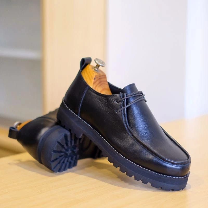 Designer × Genuine Leather Azco Derby Square Black Leather Size US 10 / EU 43 - 3 Thumbnail