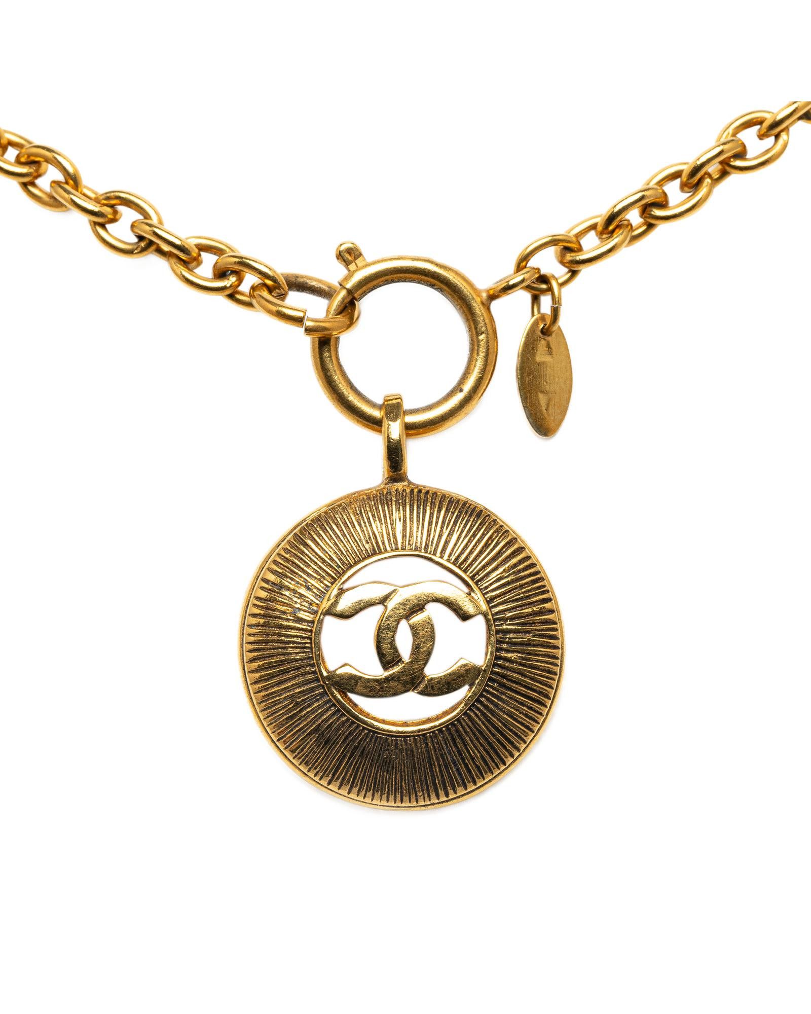 image of Chanel Gold-Tone Cc Pendant Necklace, Women's