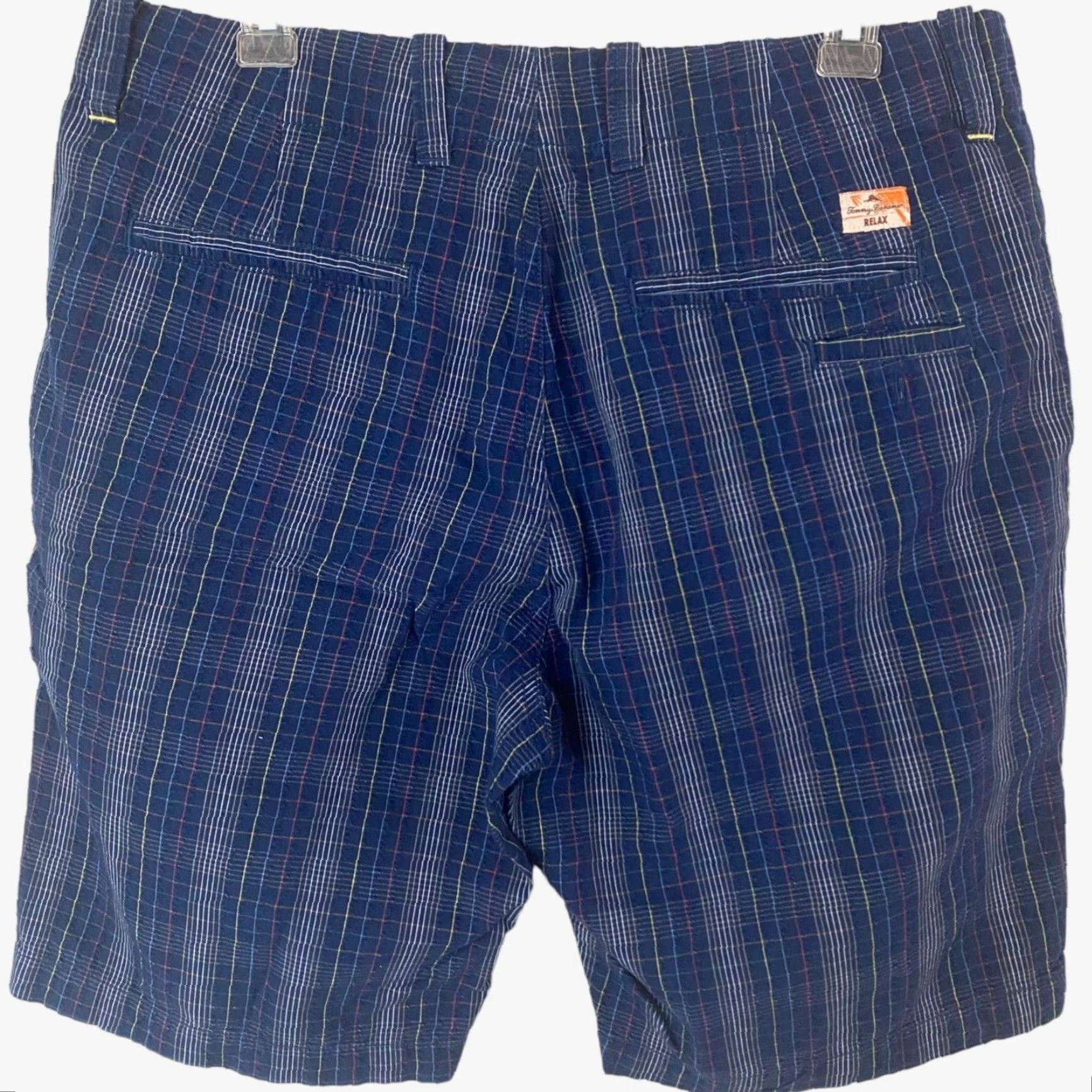 Tommy Bahama VINTAGE Tommy Bahama Relax Seersucker Flat Front Shorts Blue Plaid Mens Size 32 Size US 32 / EU 48 - 4 Thumbnail