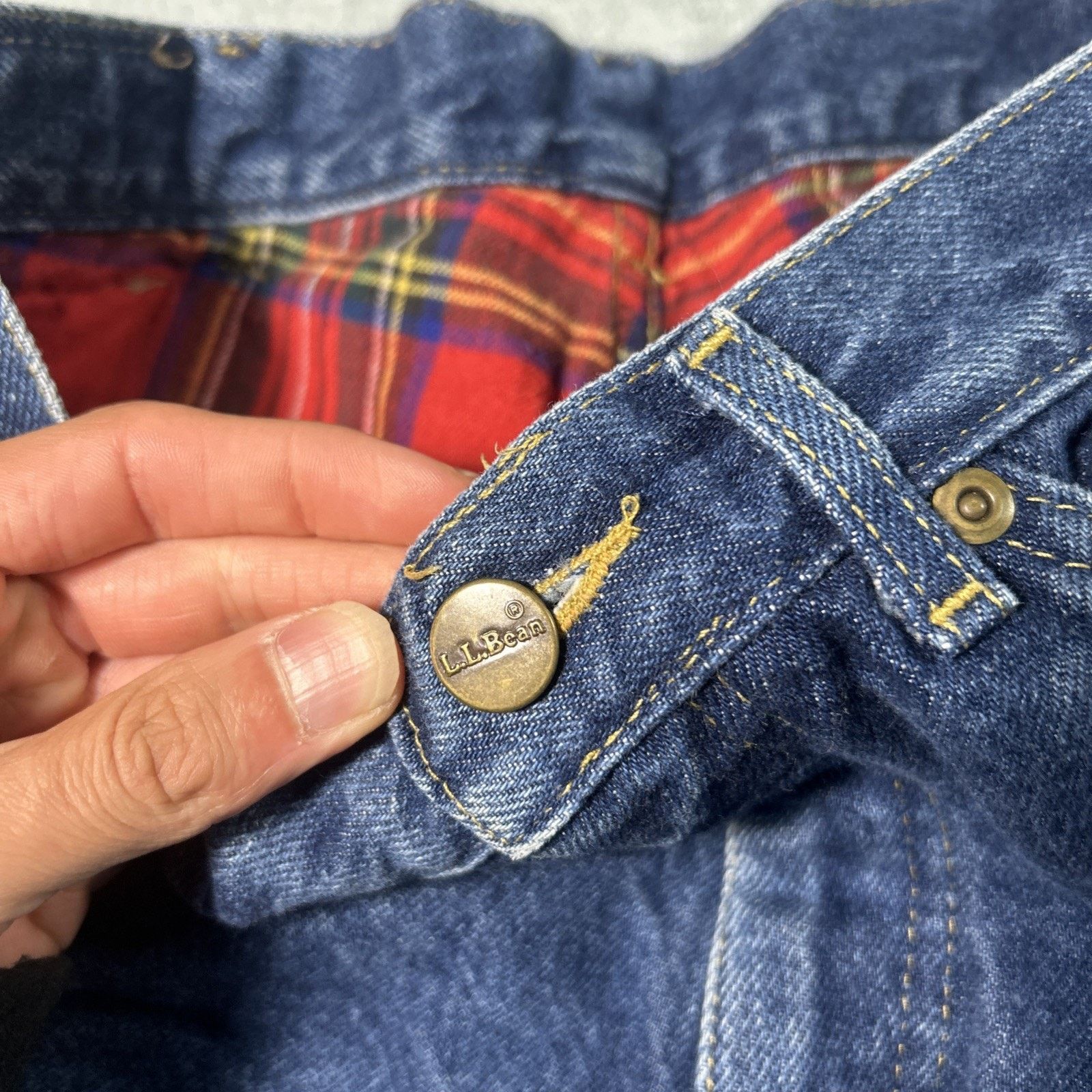 L.L. Bean USA LL Bean Flannel Lined Straight Jeans Mens 31x30 Plaid Size US 31 - 7 Thumbnail