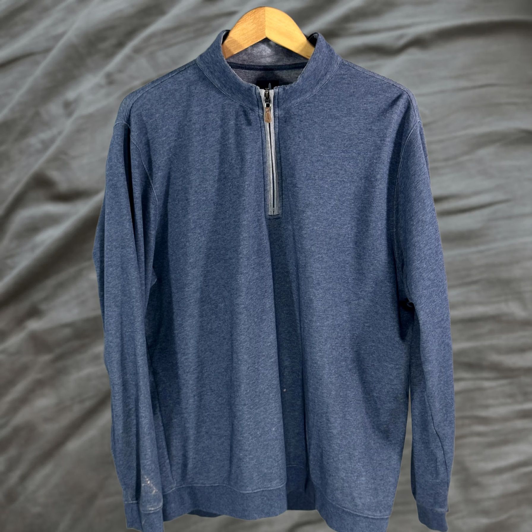 johnnie-O Johnnie O Sweater Mens XL Blue Quarter Zip Pullover Casual Golf Knit Mock Neck 1/4 Zip Lightweight Cotton Lyocell Polyester Office Wear Men Size US XL / EU 56 / 4 - 1 Thumbnail