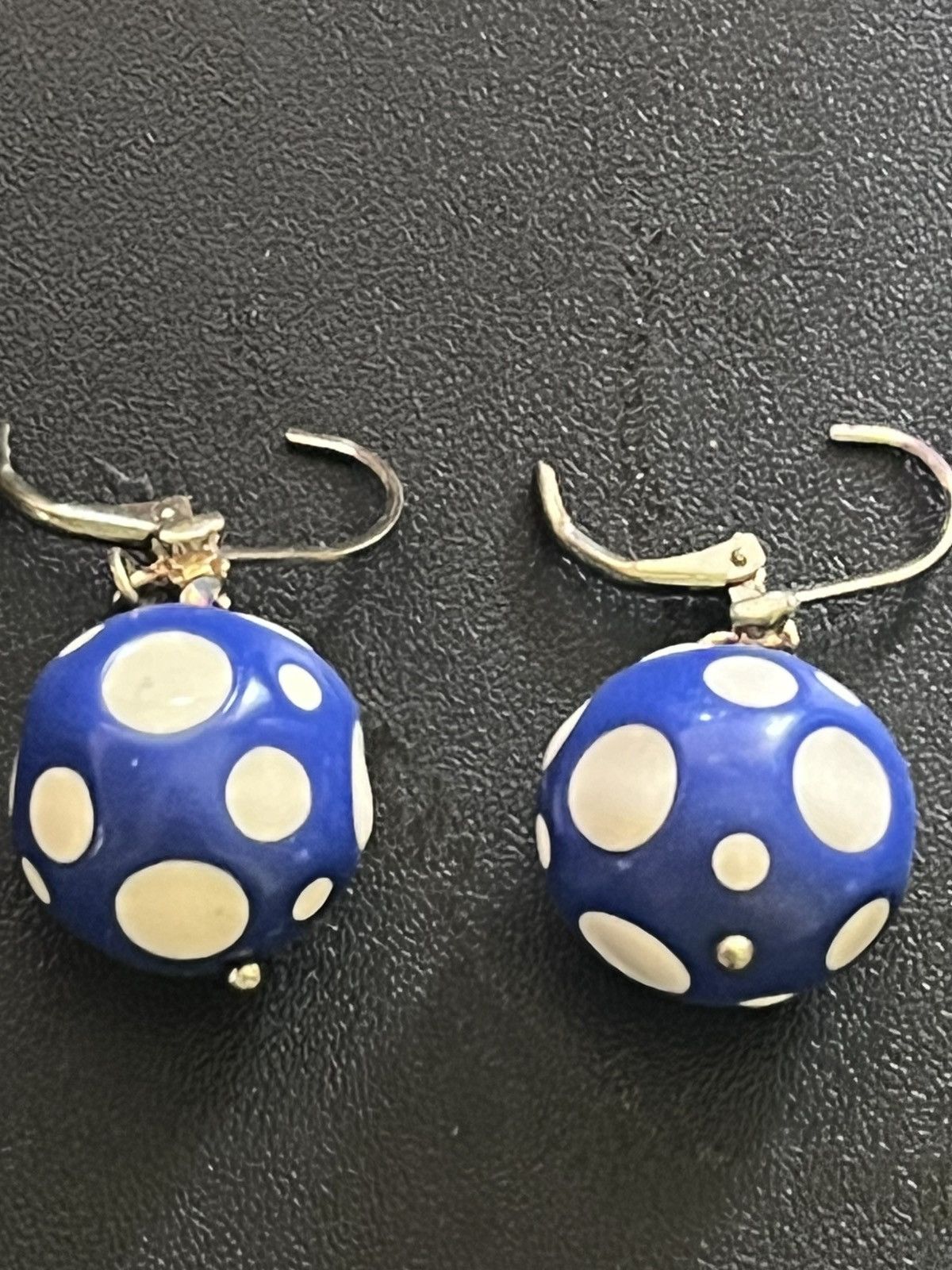 Betsey Johnson Betsey Johnson Blue White Polka Dot Ball Drop Earrings Size ONE SIZE - 3 Thumbnail