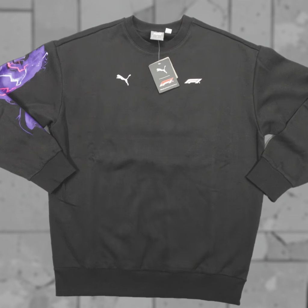 Puma PUMA Sweatshirt Crewneck Pullover Graphic Print F1 Neon Energy Men's M Black Shirts Size US M / EU 48-50 / 2 - 1 Thumbnail