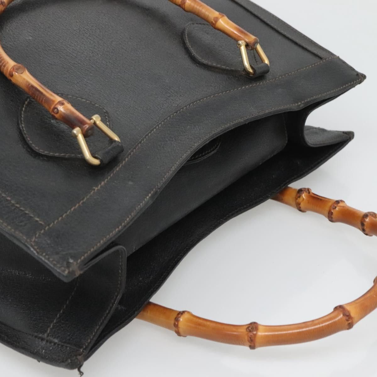 Gucci GUCCI Bamboo Hand Bag Leather Black Gold 002 1186 002 1186 Size ONE SIZE - 6 Thumbnail
